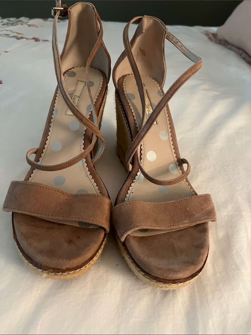 Boden Tan Suede Espadrille Wedge Sandals